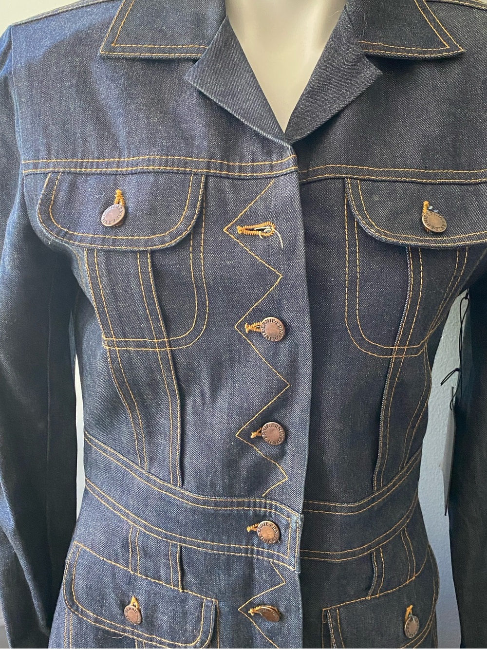 NWT OMO Norma Kamali Dark Denim Dress (or duster jacket). Size 4. - Picture 7 of 7